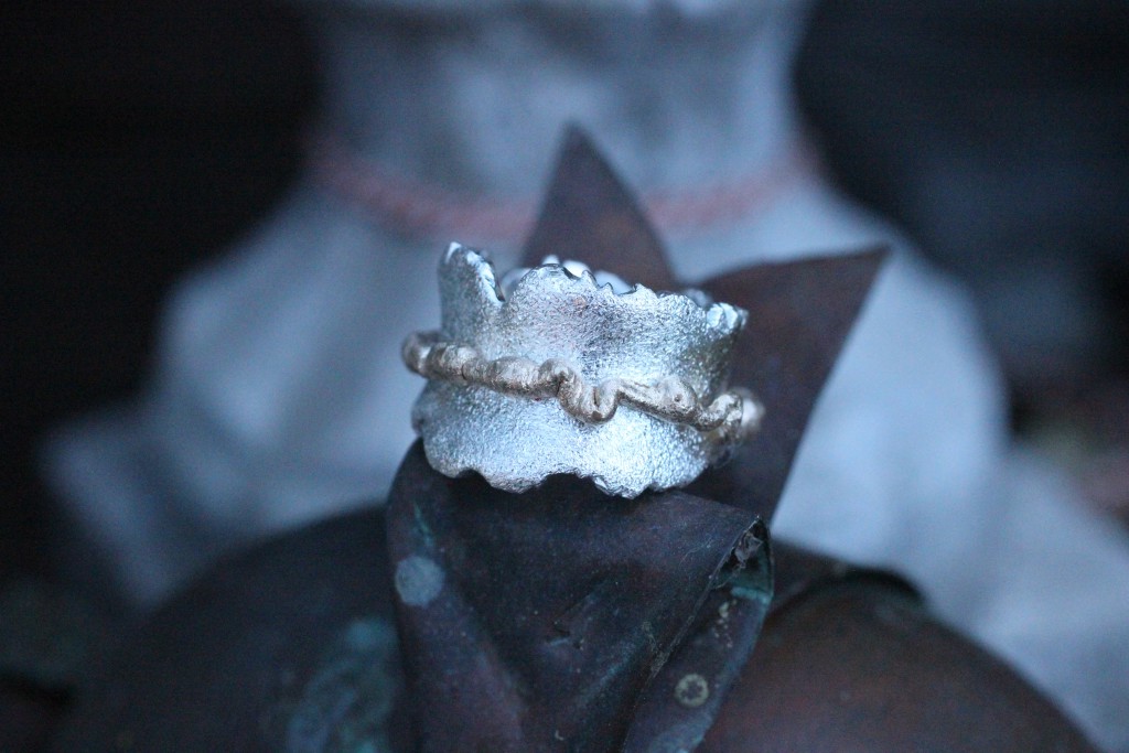 Sølv ring m. 14 kt. guld