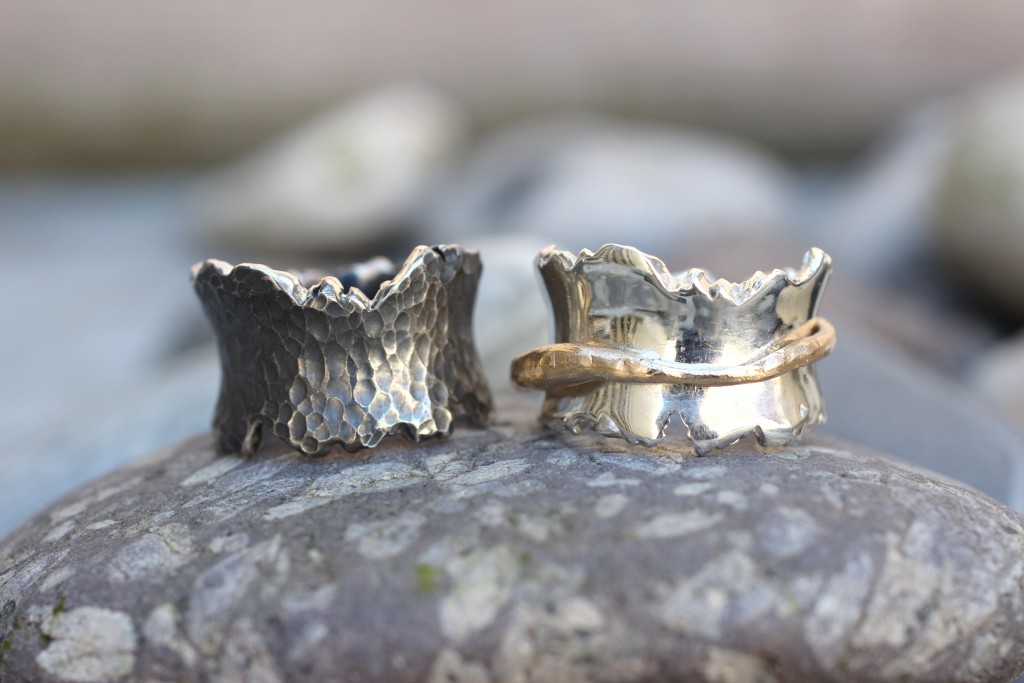 Sølv ring m. 14kt guld bånd str 56 - Image 3